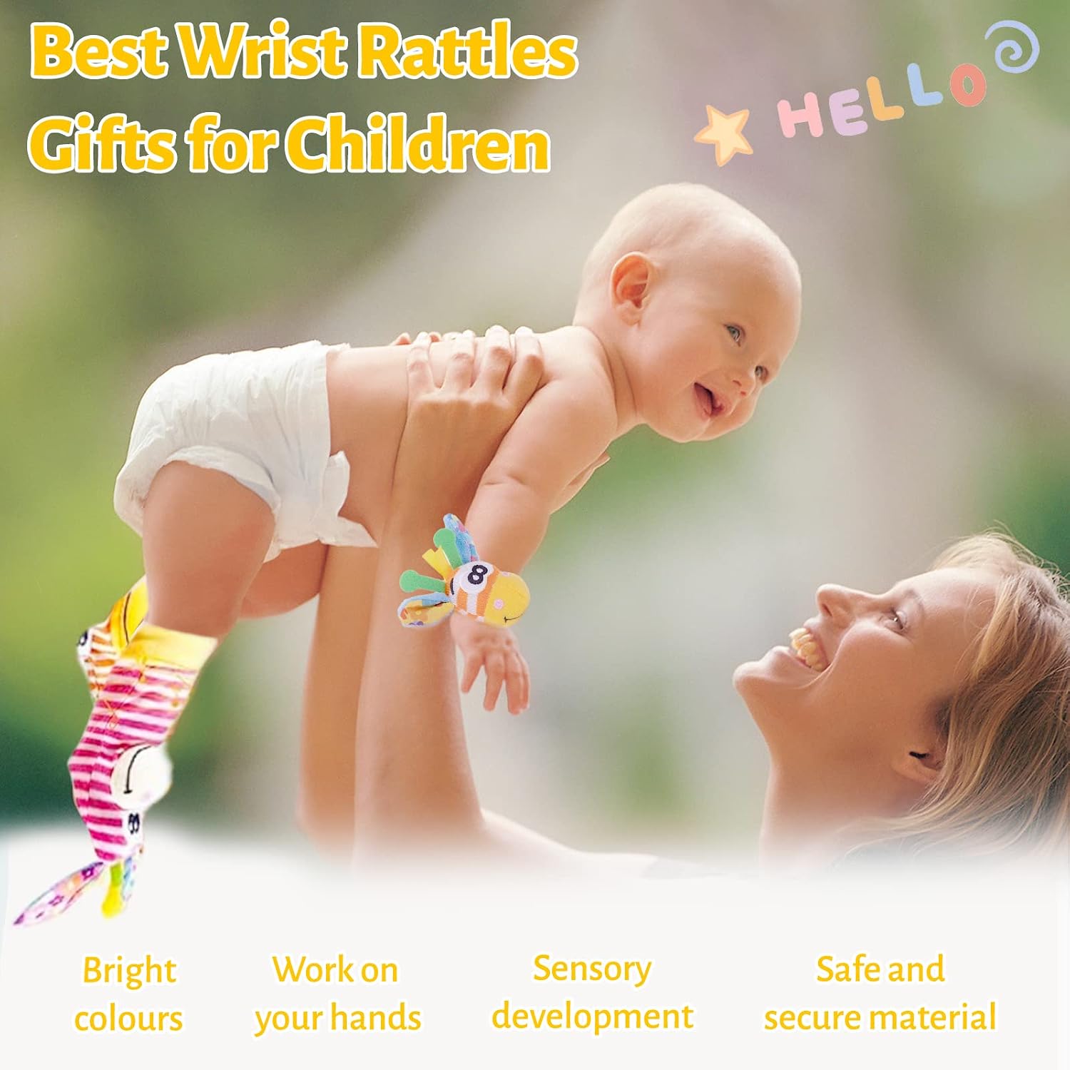 Accevo Baby Wrist Rattles & Socks Cuddly Toys Early Learning Toy for Toddlers & Newborn Baby Gifts Toy for Babies Baby Shower Gift 0-12 Months – Bild 5