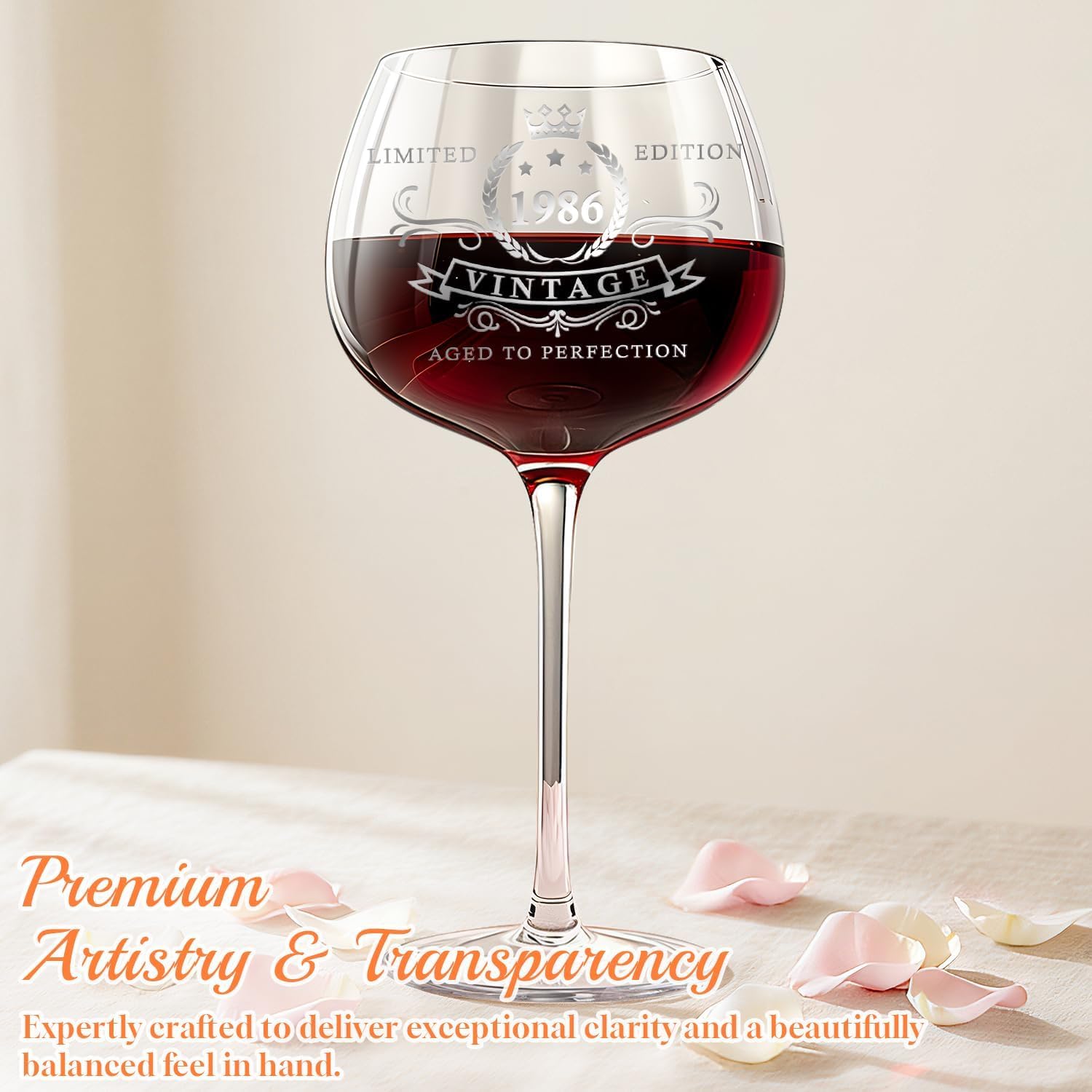 40th Birthday Woman Gift 1986 - Wine Glass Set with Box & Mirror – Bild 5