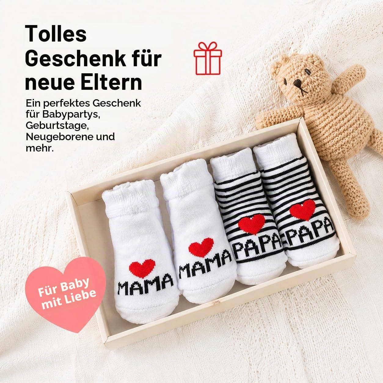 Distinct Baby Cotton Socks Cute Socks I Love Mum + I Love PaPa Newborn Toddler Baby Sock Boys Girls Cotton Small Socks Gift (2 Pairs) – Bild 7