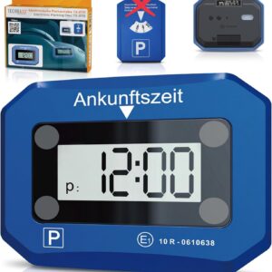 Technaxx Electronic Parking Disc TX-272, Automatic Digital Parking Meter for Car with Motion Sensor, Automatic Time Setting, Double Illuminated Displays, SOS Light, ECE License