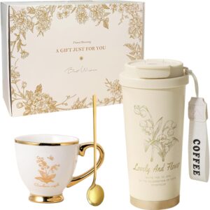 Birthday Gifts for Women, Unique Rituals Gift Set for Women, Thermal Mug Gift for Mum, Girlfriend, Wife, Graduation Gift for Her, 500 ml Coffee Cups Set