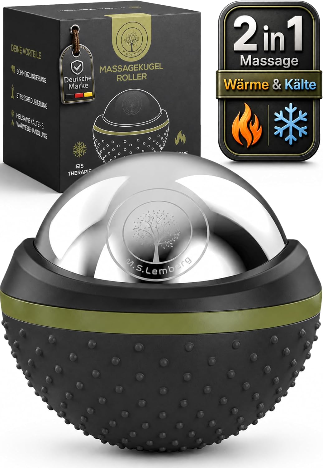 M.S.Lemberg Massage Ball - Heat & Cold Roller for Relaxation & Wellness
