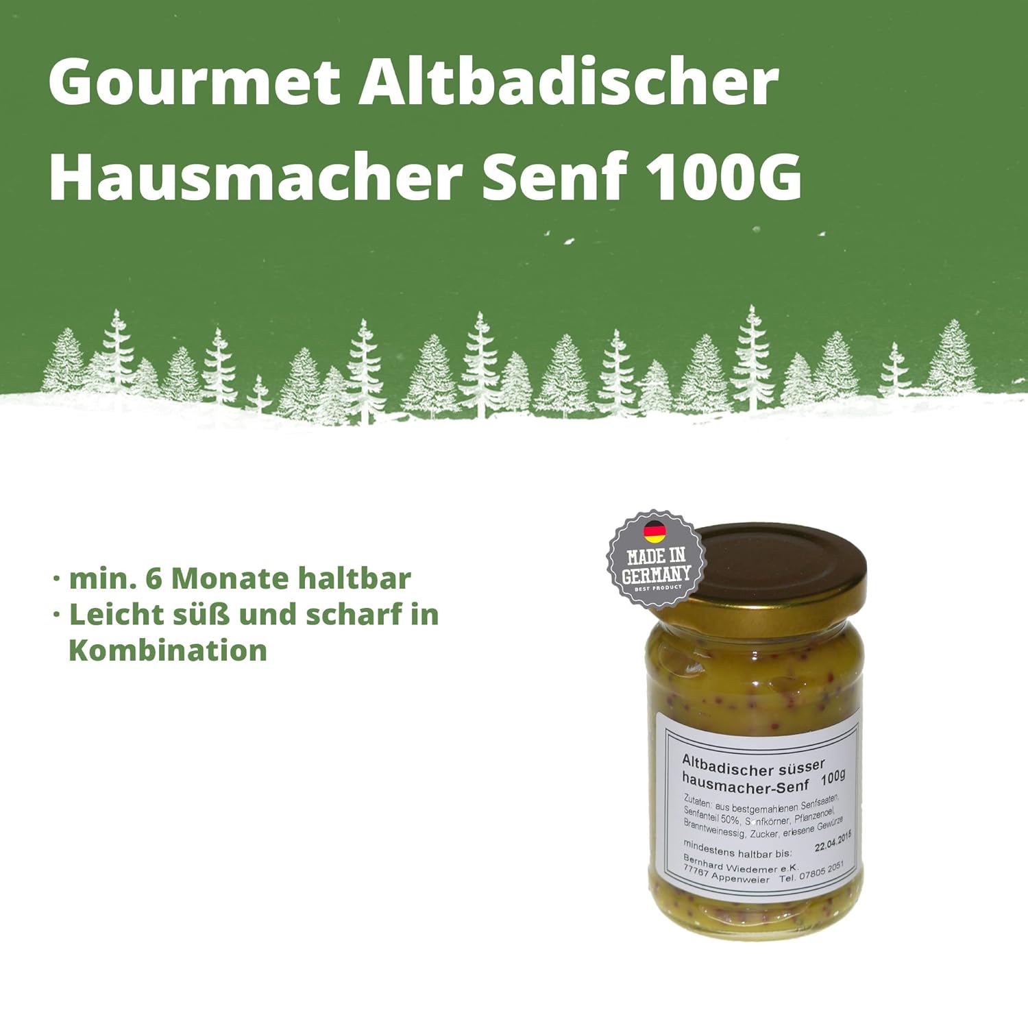 Schwarzwald Butcher Shop - Heimat Canned Sausage Set - Great Gift Package with Durable Canned Sausages, Ham, Salami, Farmer's Sausages, Old Baden Mustard - 8 Pieces – Bild 5