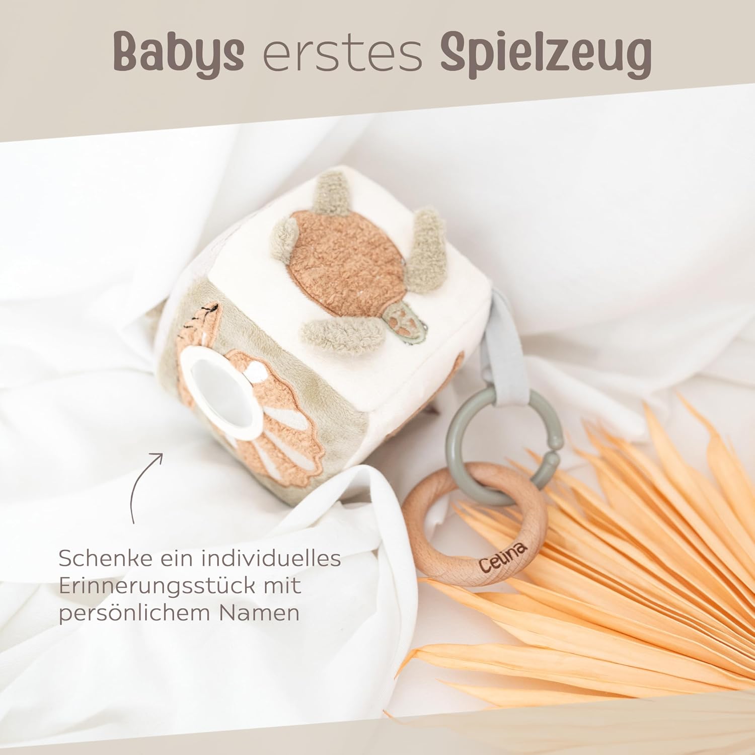 wunderwunsch Jollein Fabric Cube, Personalised Toy Cube, Baby – Bild 2