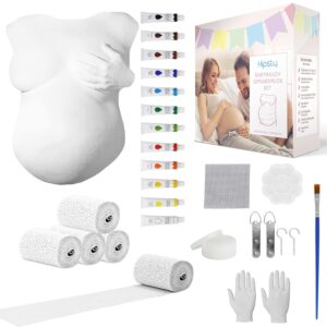 Hipsty Plaster Cast Baby Belly Set with (23 m) Plaster Bandages, 12 Acrylic Paints & Much More | The Belly Print Reminds You of Your Pregnancy for a Long Time | Complete Set
