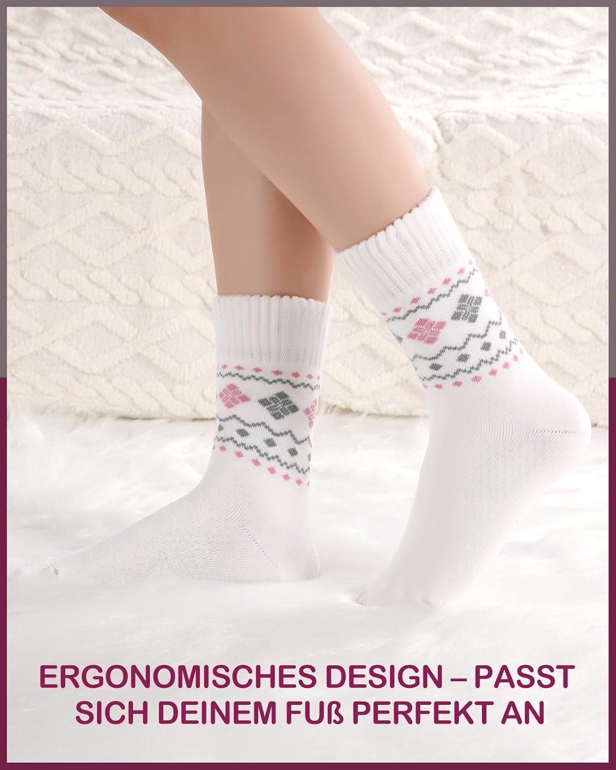 Niorasen 6 Pairs of Women's Thermal Socks, Warm Winter Socks, Thick Soft Cotton Socks, Colourful Funny Gifts with Terry Cloth Inner – Bild 6