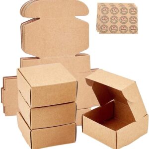 Aieraczy Pack of 30 Brown Gift Box, Small, 7.5 x 7.5 x 3 cm, Empty Chocolate Box, Mini Boxes, Cardboard Gift Box, Thank You Gifts for Birthday, Wedding, Christmas, Halloween