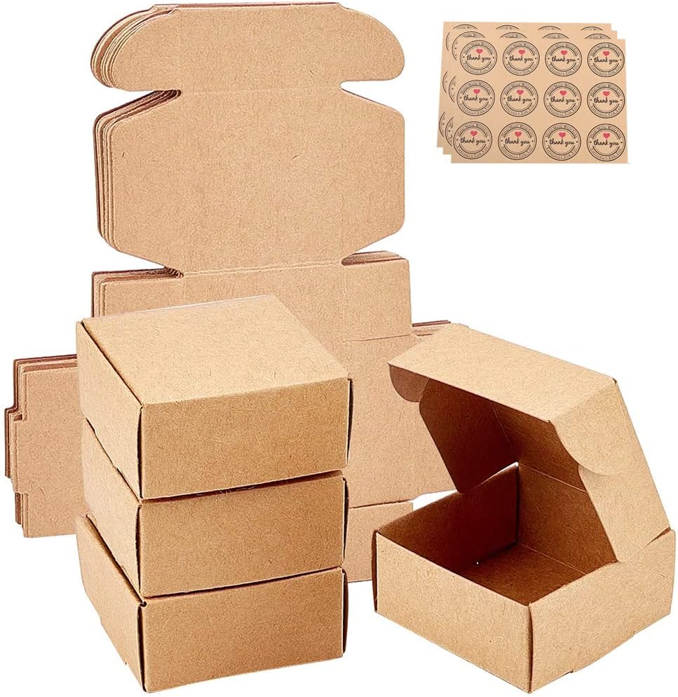 Aieraczy Pack of 30 Brown Gift Box, Small, 7.5 x 7.5 x 3 cm, Empty Chocolate Box, Mini Boxes, Cardboard Gift Box, Thank You Gifts for Birthday, Wedding, Christmas, Halloween