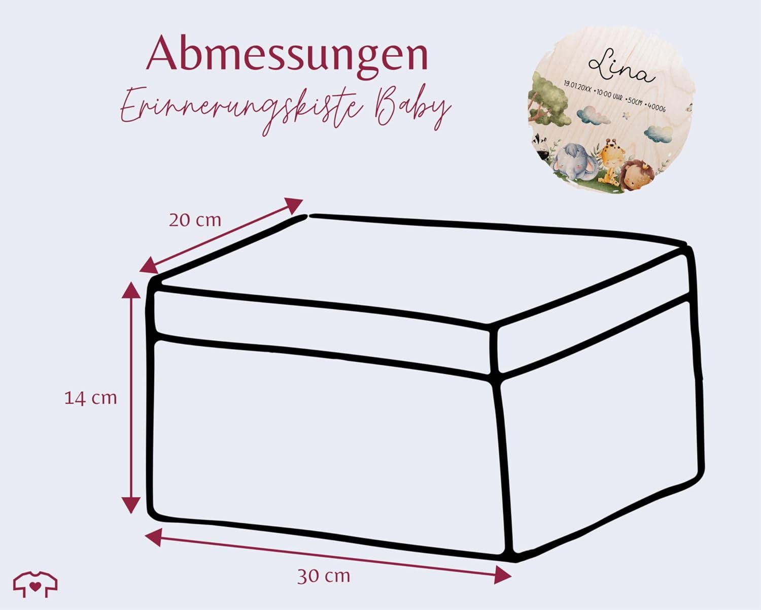 Shirtracer Keepsake Box Baby Personalised Cute Animals Birth – Bild 3