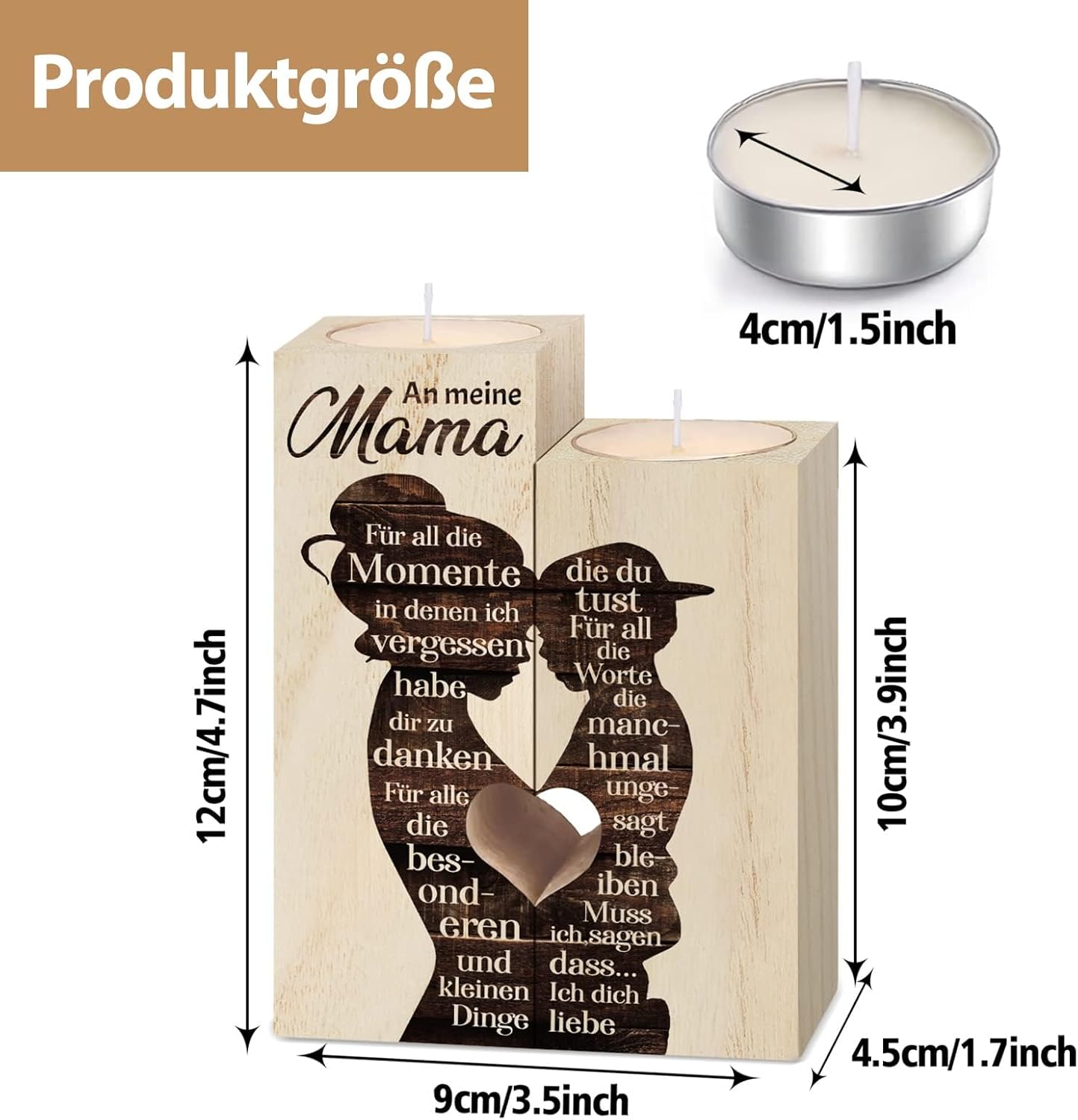 Vetbuosa Mother's Day and Birthday Gifts for Mum from Son, Candle Holder – Bild 5