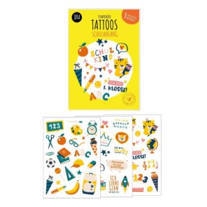 Children's Tattoo, First Day of School, 3 Sheets of Tattoos, Gift Idea School Cone, Gifts for School, Children's Tattoo Party Bags, Stickers School Cone, Mal Me Colourful