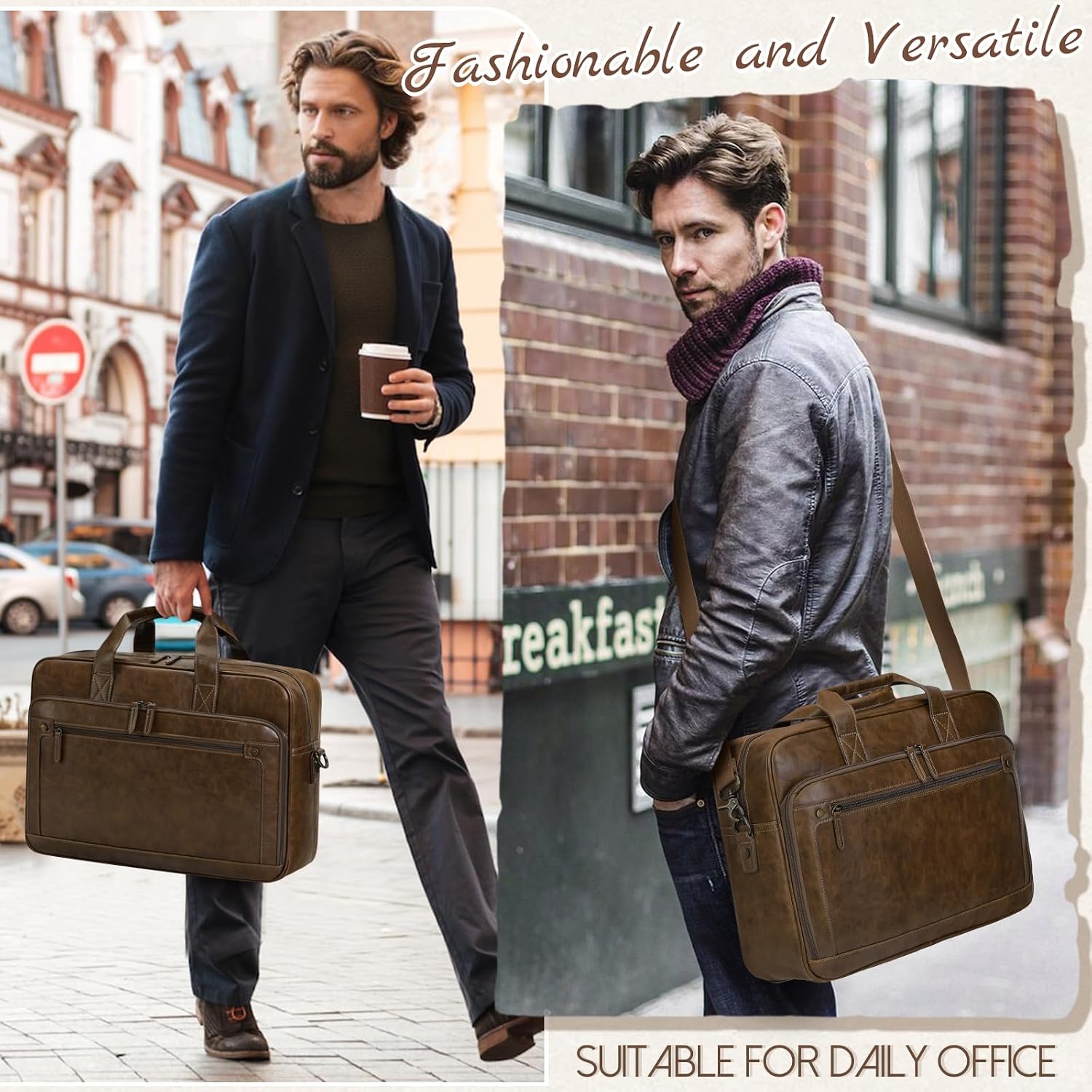 RAINSMORE Work Bag Men's Waterproof Briefcase Men's Teacher Bag Messenger Bag – Bild 2