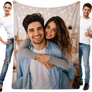 petellow Personalised Blanket with Photo, Cuddly 300GSM Flannel Blanket