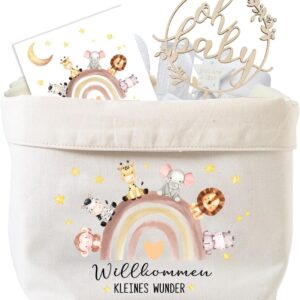 Nappy Bag Boy Girl Baby Gifts for Birth, Baby Nappy Cake Bag + Wooden Cake Topper + Card + Envelope, Baby Gift for Newborn Baby Shower
