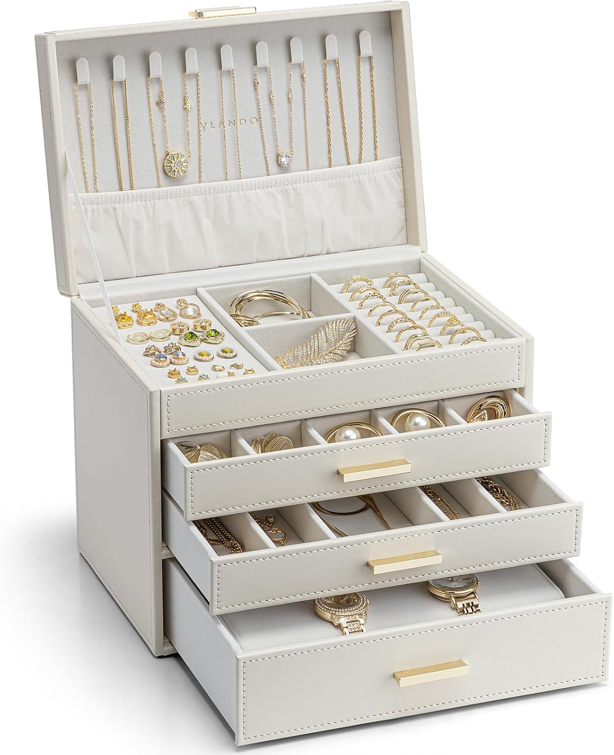 VLANDO Large Jewellery Box with 4 Levels, Room Decoration