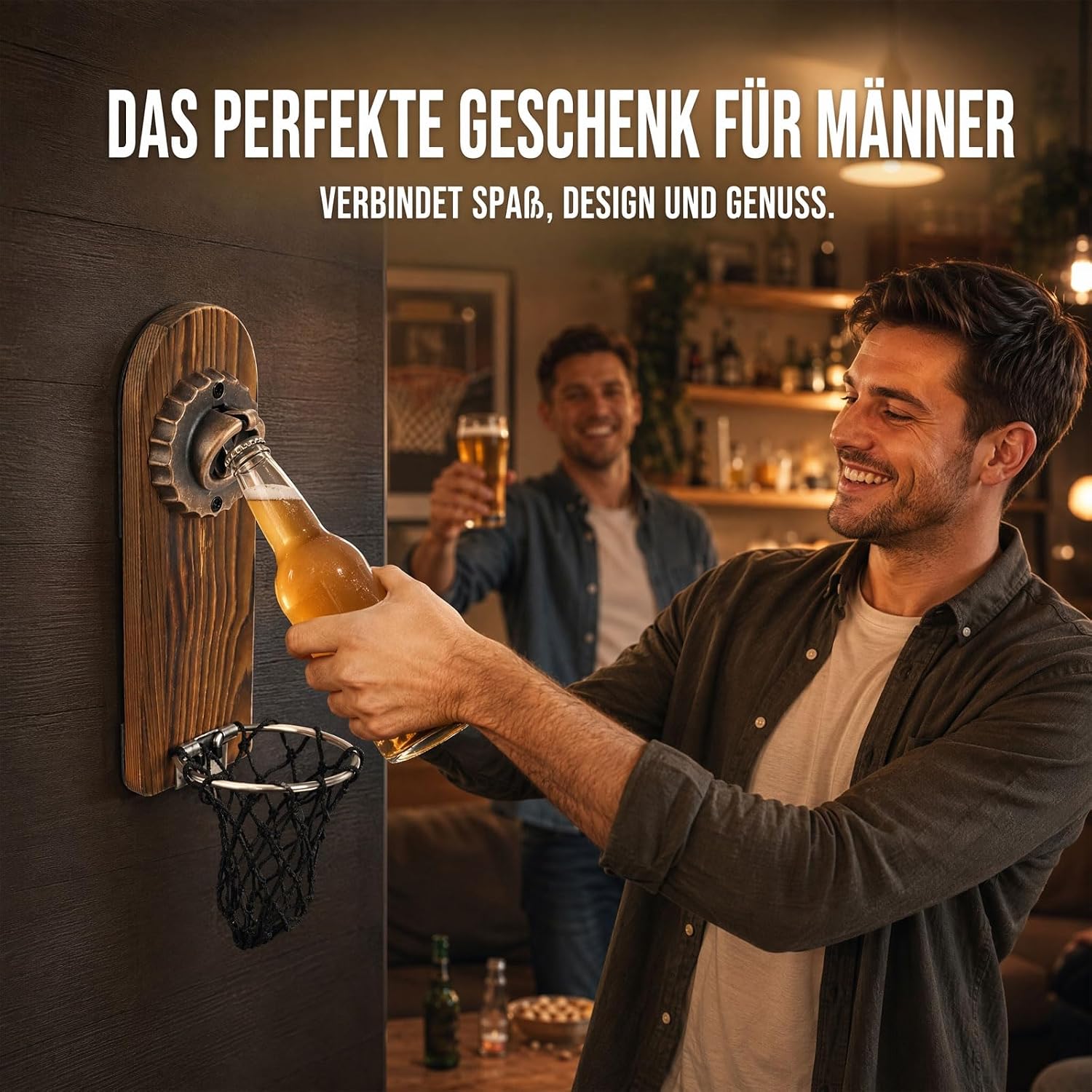 Vintage Wooden Beer Opener - Magnetic Wall with Collection Container – Bild 6