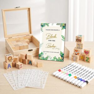 Baby Shower Games with 48 DIY Wooden Blocks Set