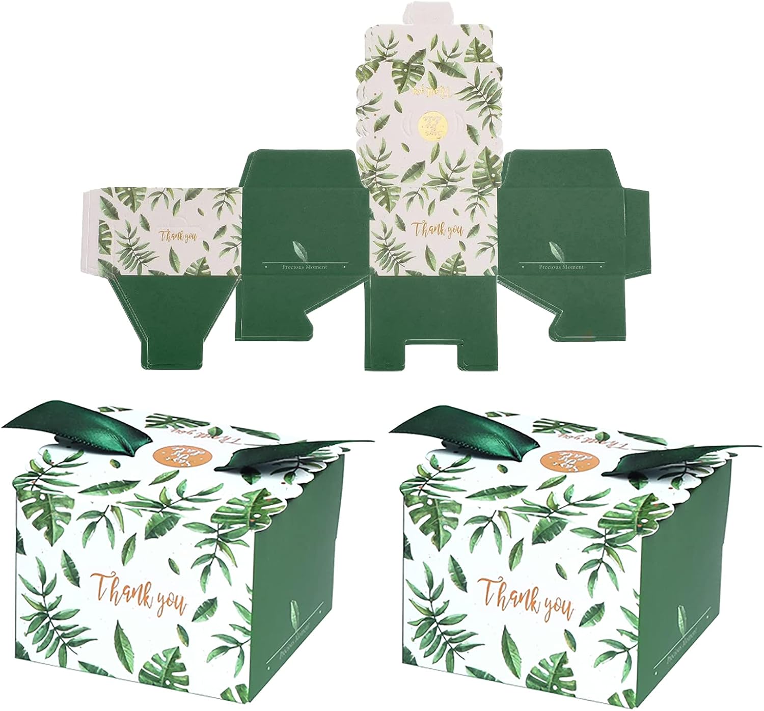 Small Gift Box, Pack of 50 Wedding Favours, Paper Candy Boxes, Candy Box for Party, Wedding, Christmas, Halloween, Birthdays (Green)