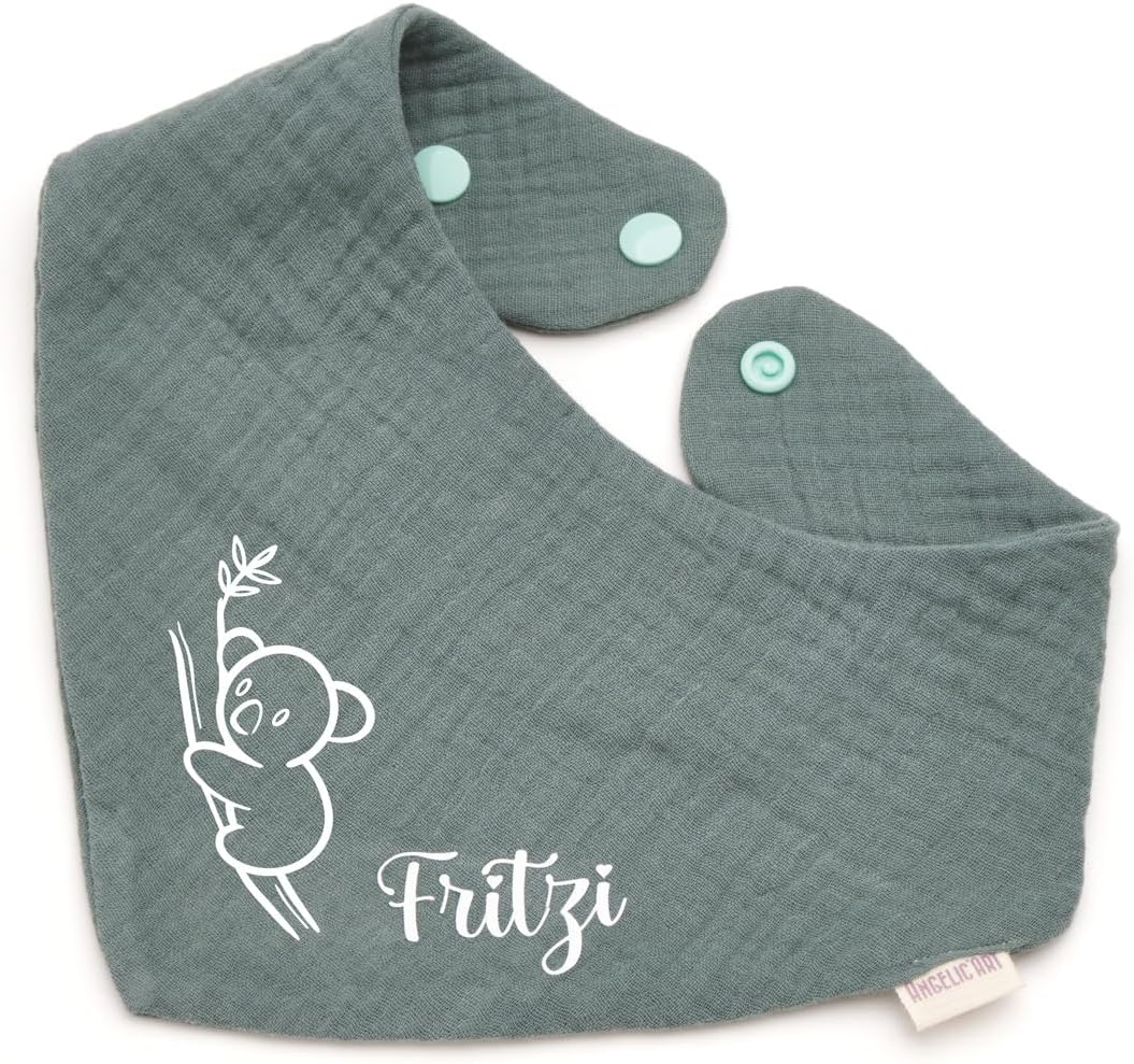 Personalised Triangular Scarf Made of Cotton/Muslin, Koala with Name, Neckerchief for Boys, Girls, Many Colours – Bild 2