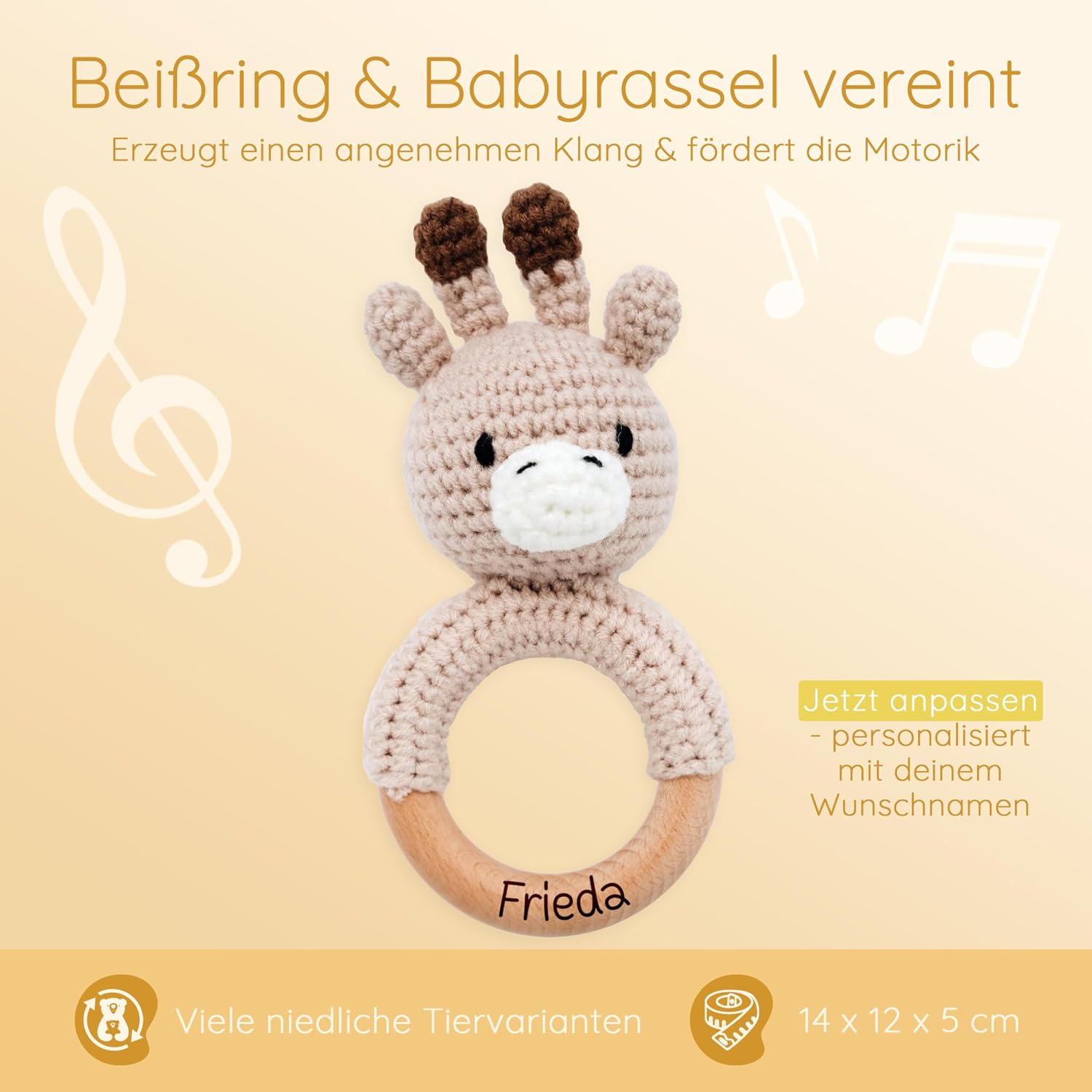 Bärenfreunde Grasping Toy, Baby Rattle, Teething Ring Baby Personalised – Bild 6