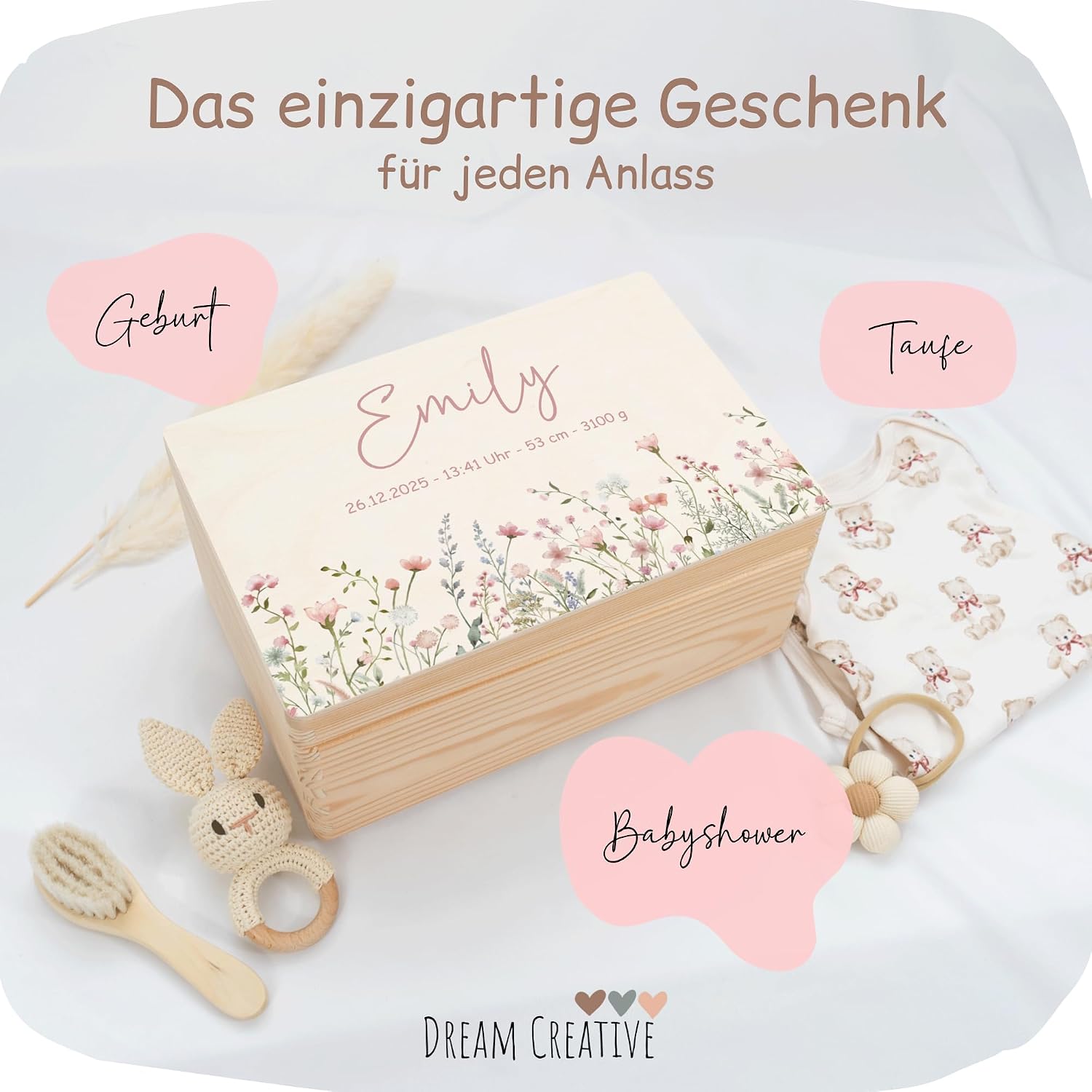 Personalised Keepsake Box | Various Designs | Gift Idea for Birth, Birthday, Christening - Memory Box Baby – Bild 2