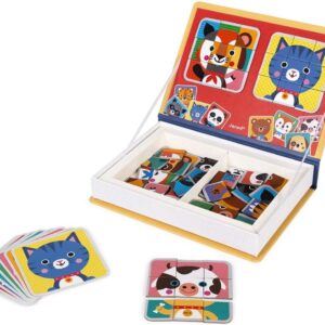 Janod Magnéti'Book Mix and Match Animals, Magnetic Educational Game, 8 Animal Motifs to Assemble, 72 Magnets, Many Combinations and Possible Creations, From 3 Years, J02587