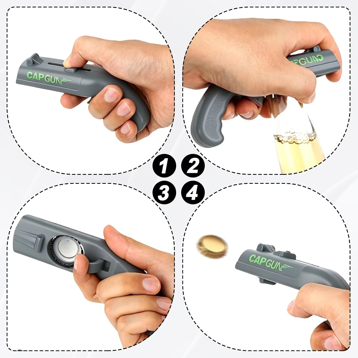 Pack of 4 Capgun Bottle Opener Pistol Beer Cap Bottle Cap Gun Funny Shot Bottle Opener, Beer Gifts for Men, for Party, Bar & Home – Bild 6