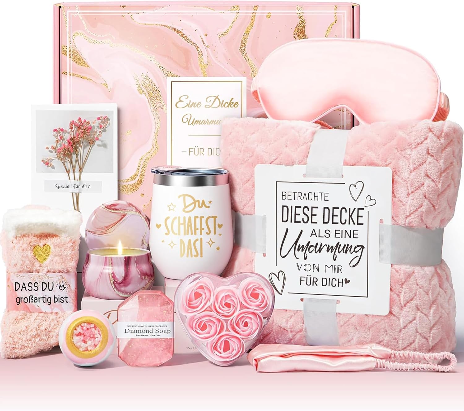 Gifts for Women, Pink, 11-Piece Spa Selfcare Idea for Women