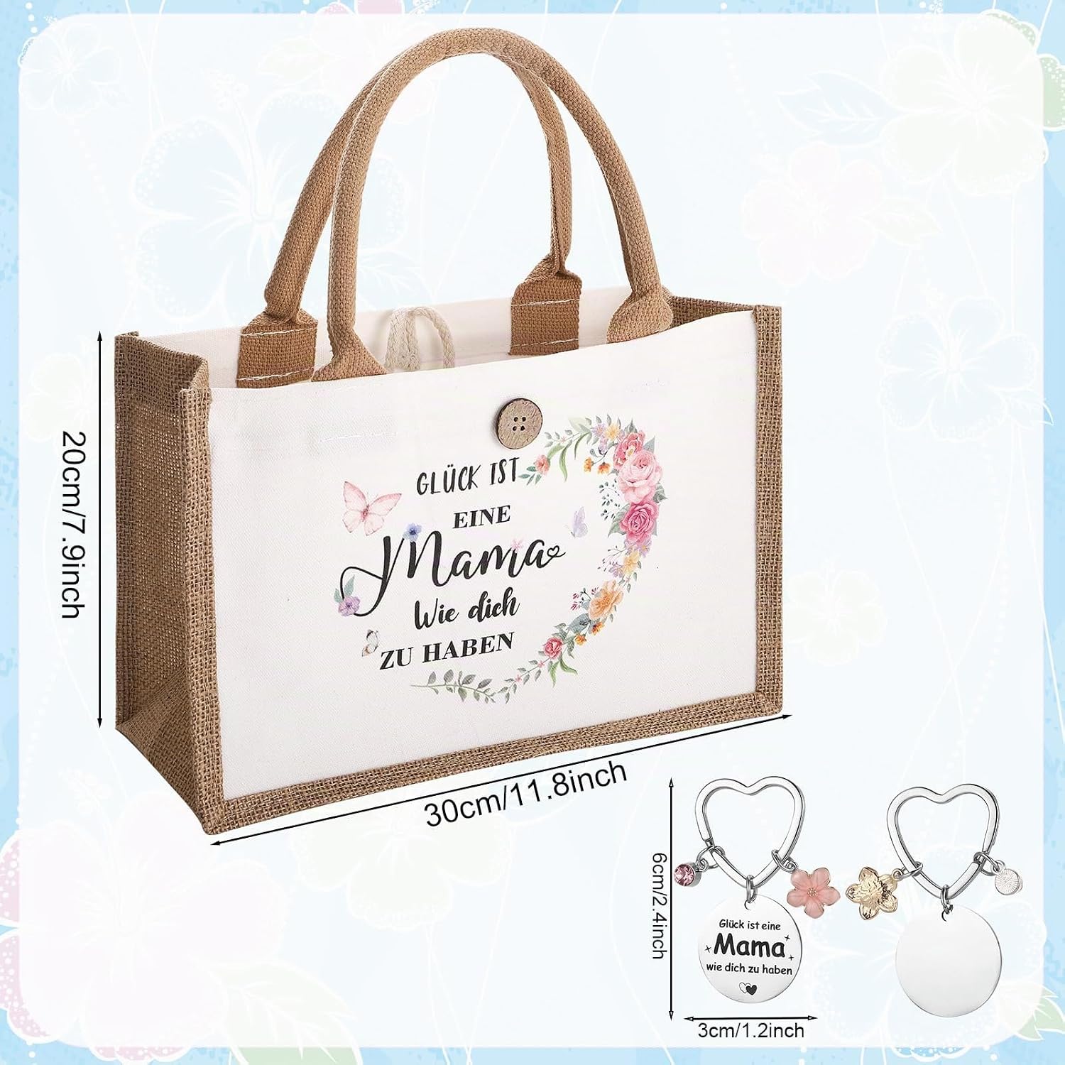 Gifts for Mum Grandma Personalised Jute Bag with Keyring for Women Best Grandma and Mum Mother's Day Gift Birthday Gift for Birthday, Mother's Day – Bild 7
