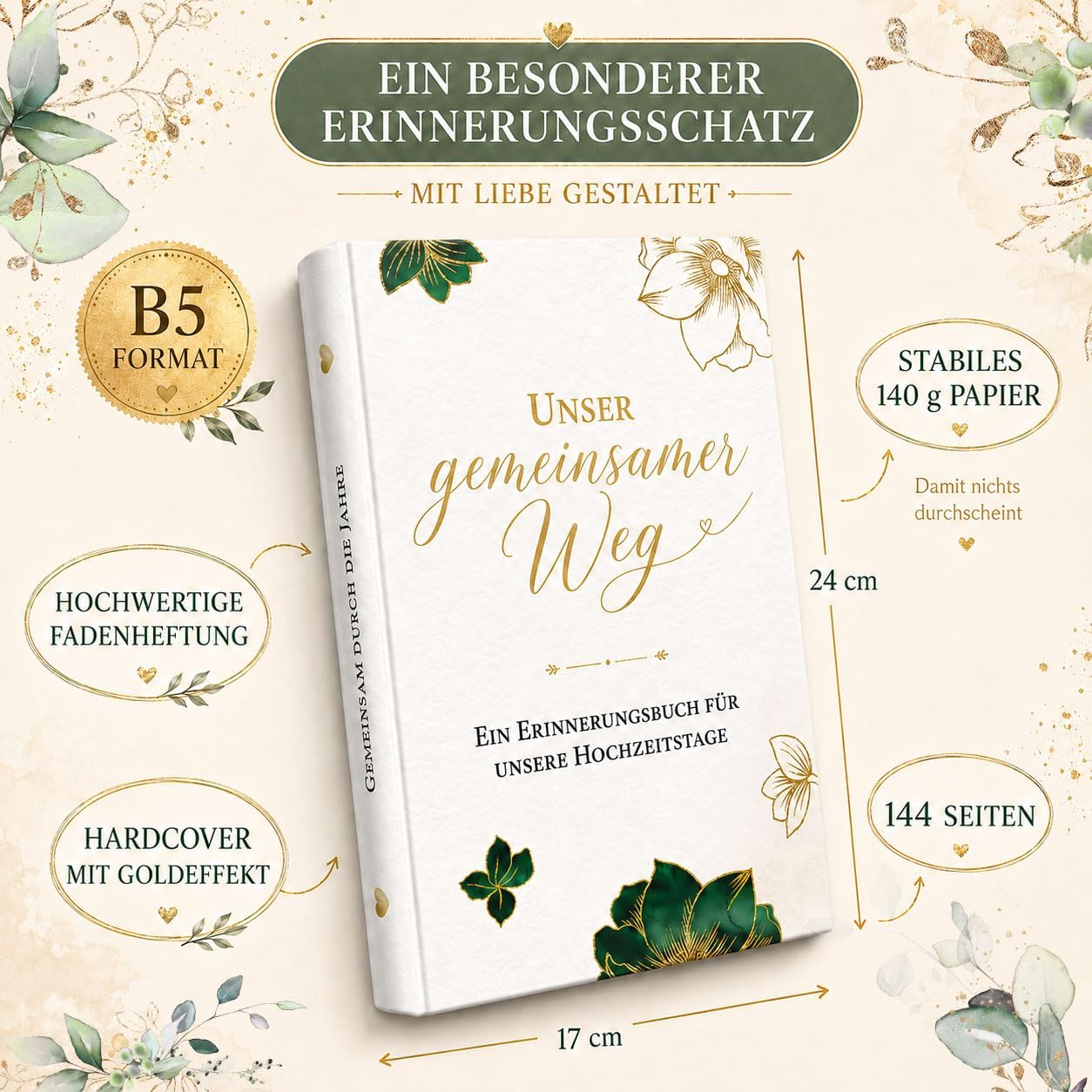Unsere Hochzeitstage – Hochzeitstagebuch, Hochzeitsbuch & Hochzeitsgeschenk – Bild 3