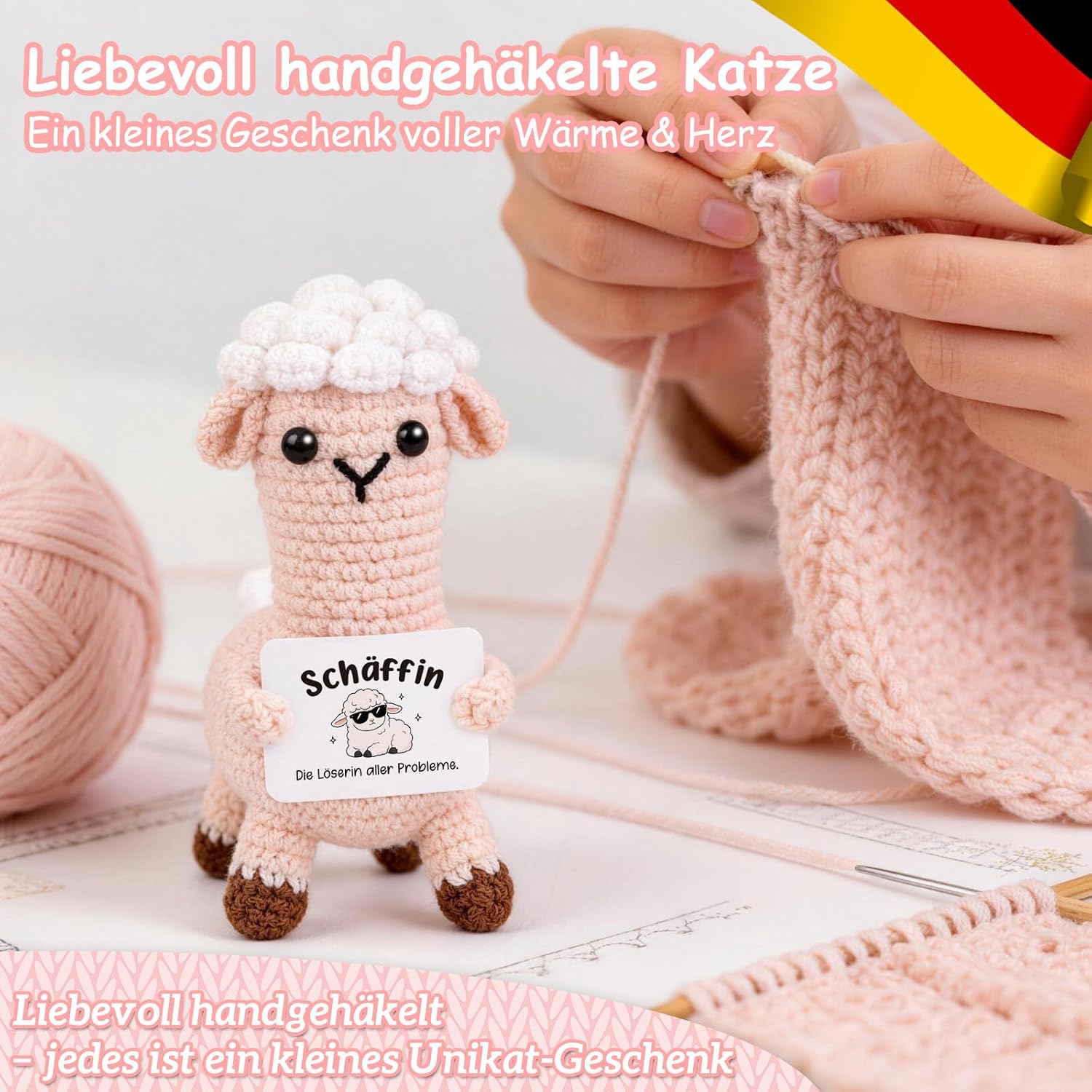 Giftota Gifts for Female Boss, Pocket Hug Crochet Sheep – Bild 6