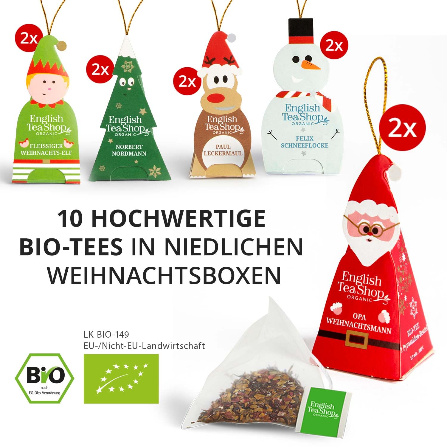 ETS - Organic Winter Tea Box "Merry Christmas Party", Tea Gift, Secret Santa Gift, 10 Tea Figures – Bild 4