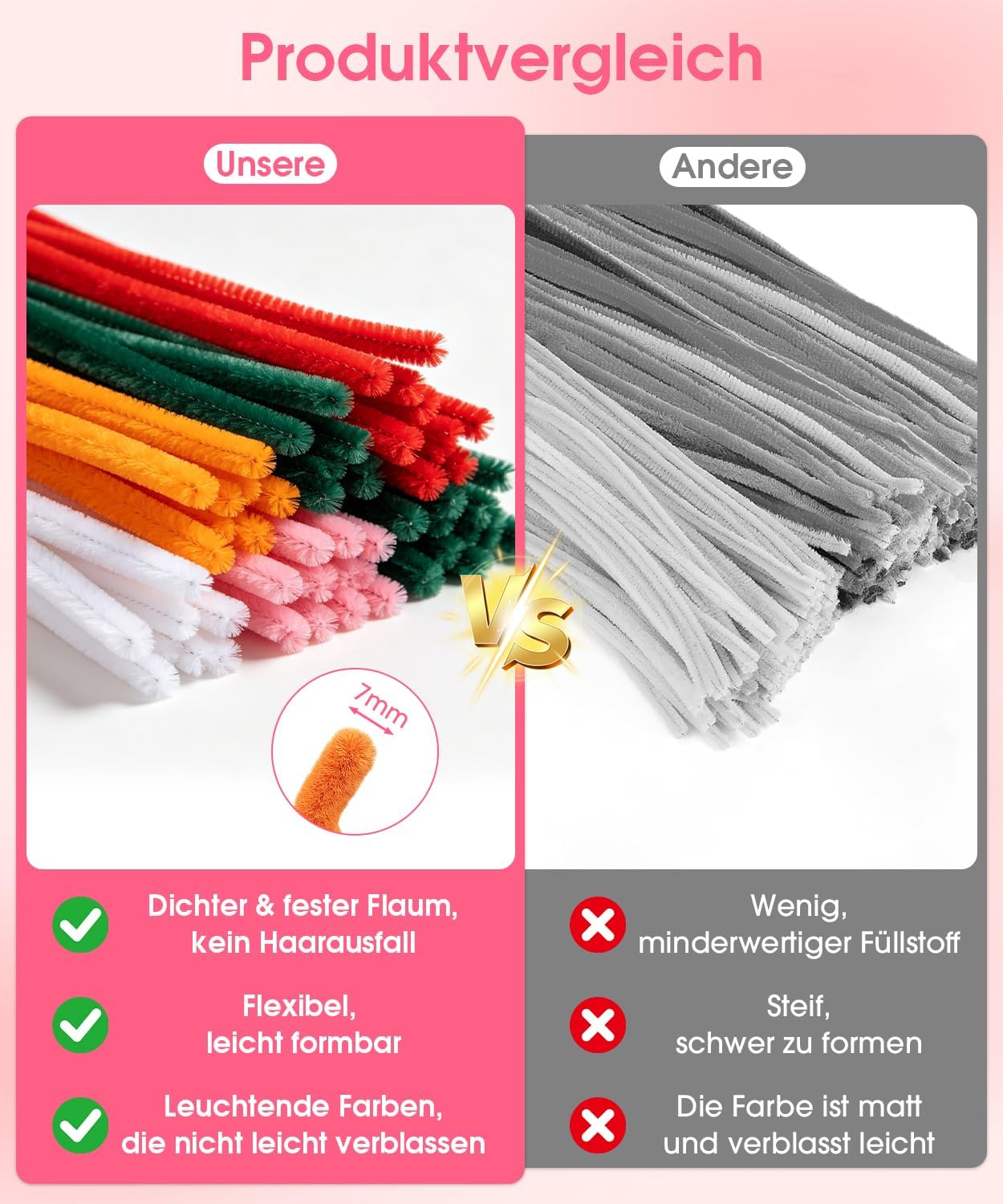 550 Pieces Pipe Cleaners Flower Set, 9 Colours Pipe Cleaners for Crafts with Ribbon, Tape, Stamens, Flower Wire, Flower Paper, Instructions & Video Tutorial for Creative DIY – Bild 5