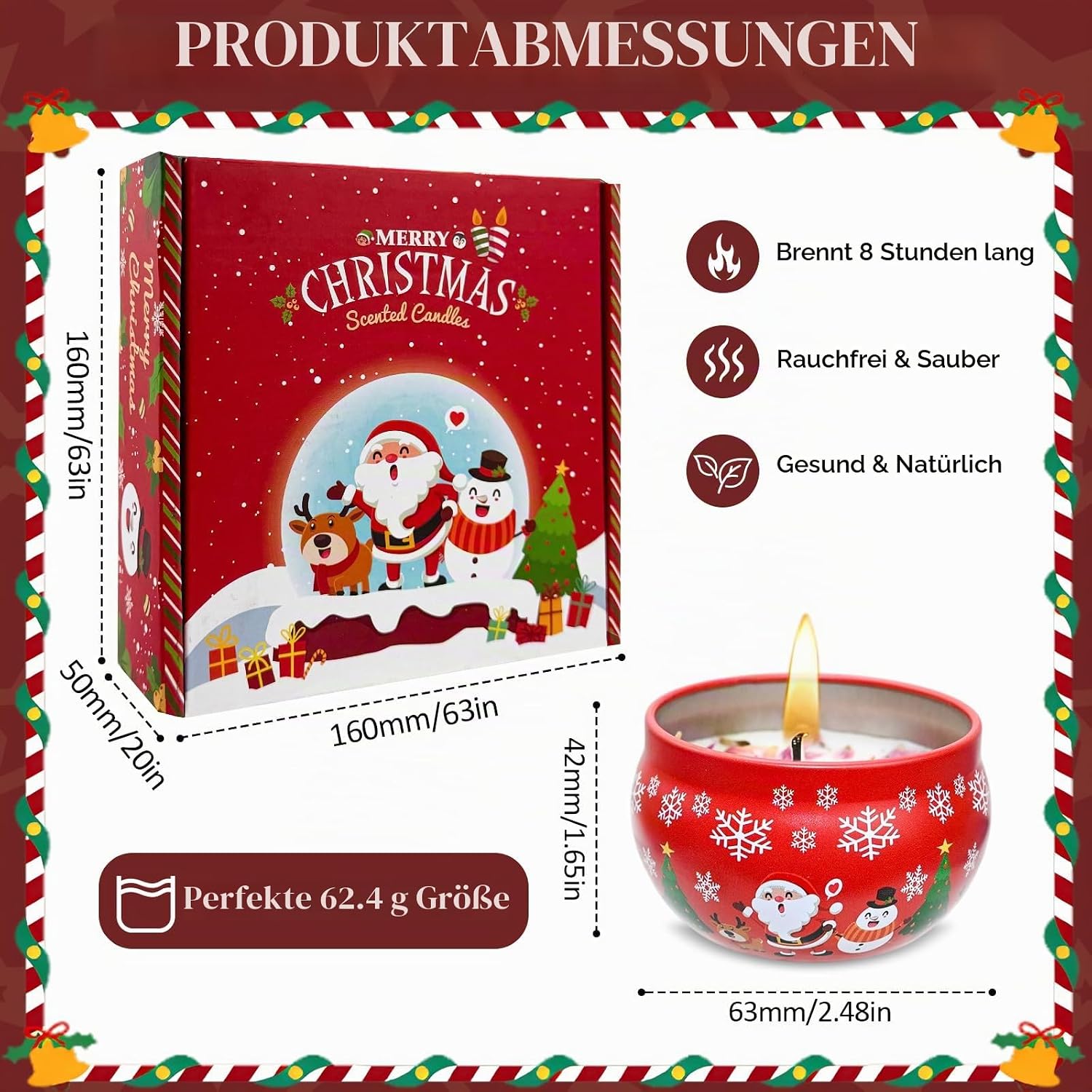 Small Gifts for Women, Christmas, Christmas Gifts for Women, 4 Pieces Christmas Gifts, Small Items, Christmas Candles, Best Friend Gifts, Gifts for Couples, Mum Gift – Bild 5
