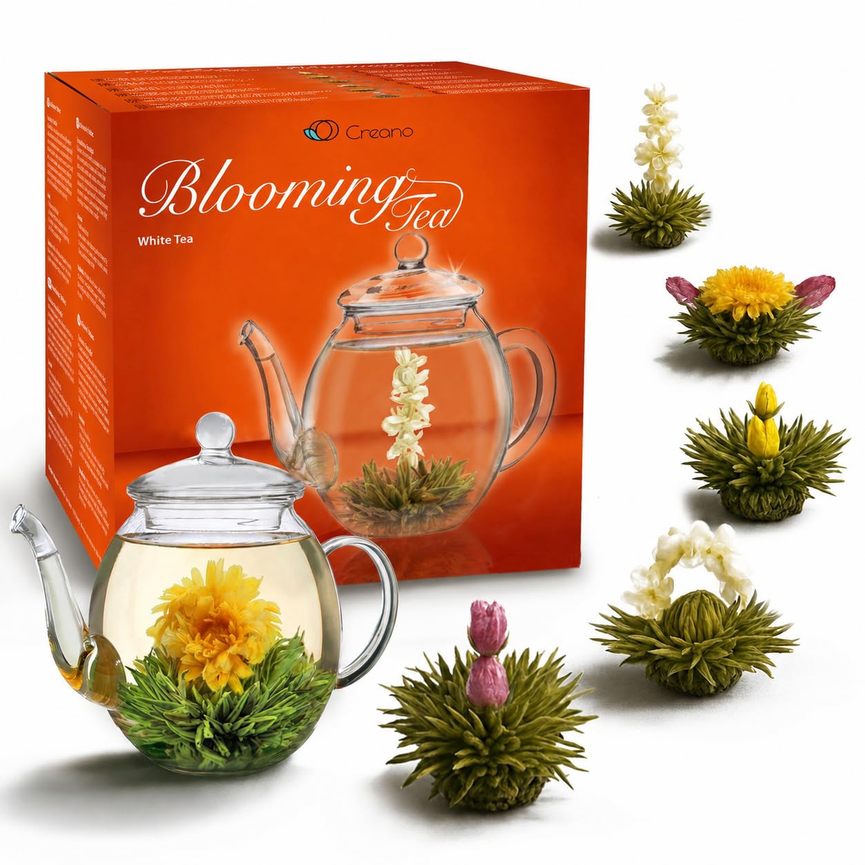 Creano Tea Flowers Gift Set, Blooming Tea with 500 ml Glass Jug and 6 x White Tea, Christmas Gift for Women and Tea Lovers – Bild 10