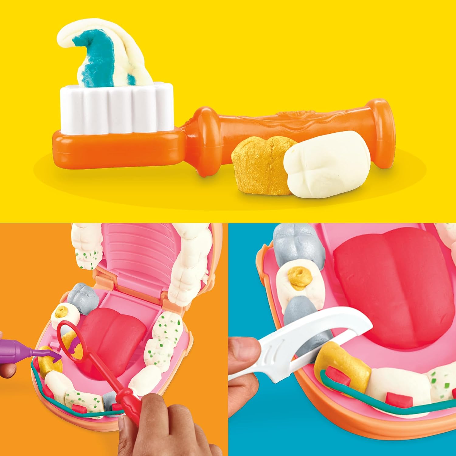 Play-Doh Dentist Dr. Drill ‘n Fill Toy Set for Children Aged 3+ with Caries Clay and Metal Coloured Clay, 10 Modelling Tools, 8 x 56g Tubs – Bild 5