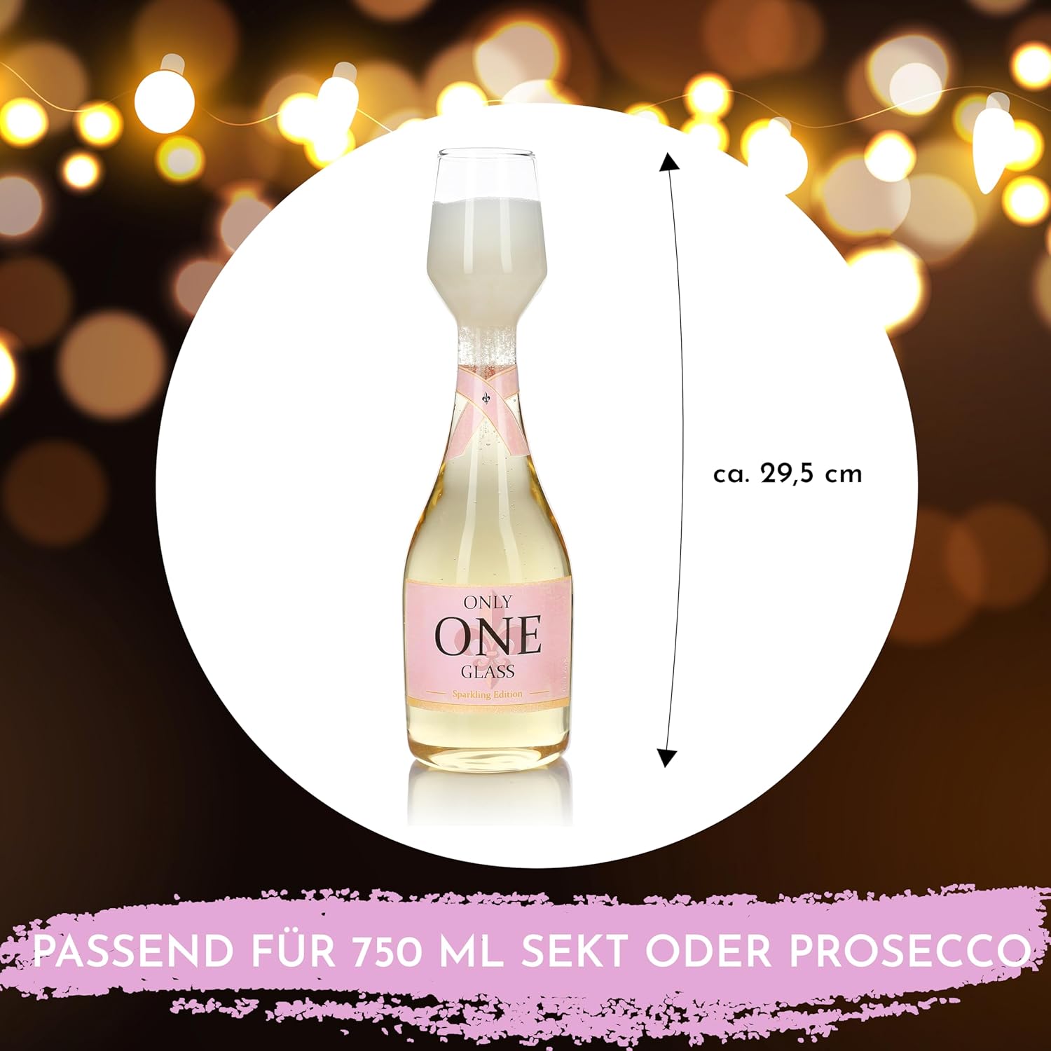 FunX Champagne Glass Bottle 750 ml Only One Glass - Gifts for Women for Birthday - Funny Birthday Gift for Mum, Girlfriend and Sister – Bild 7