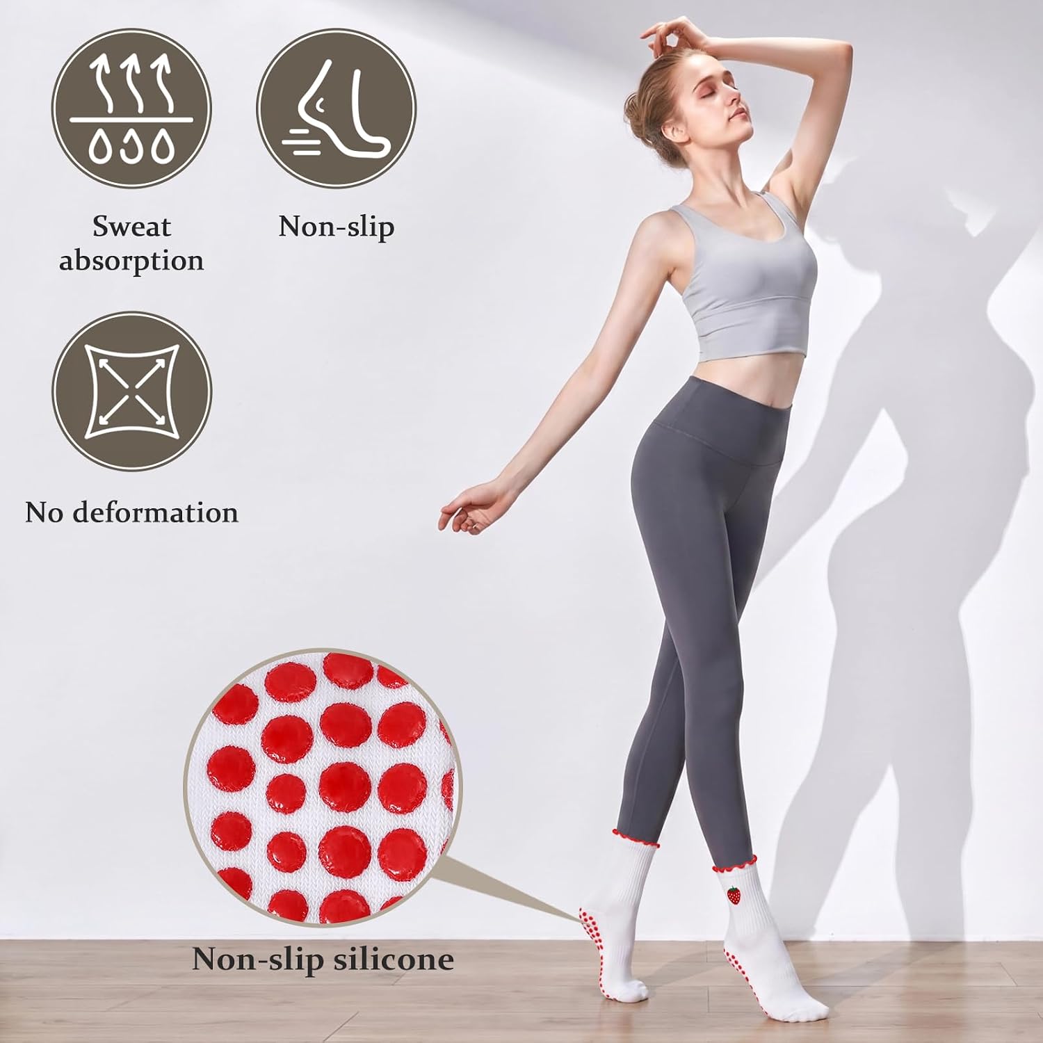 Pilates Yoga Socks for Women, Fruit Motifs Socks Non-Slip – Bild 2