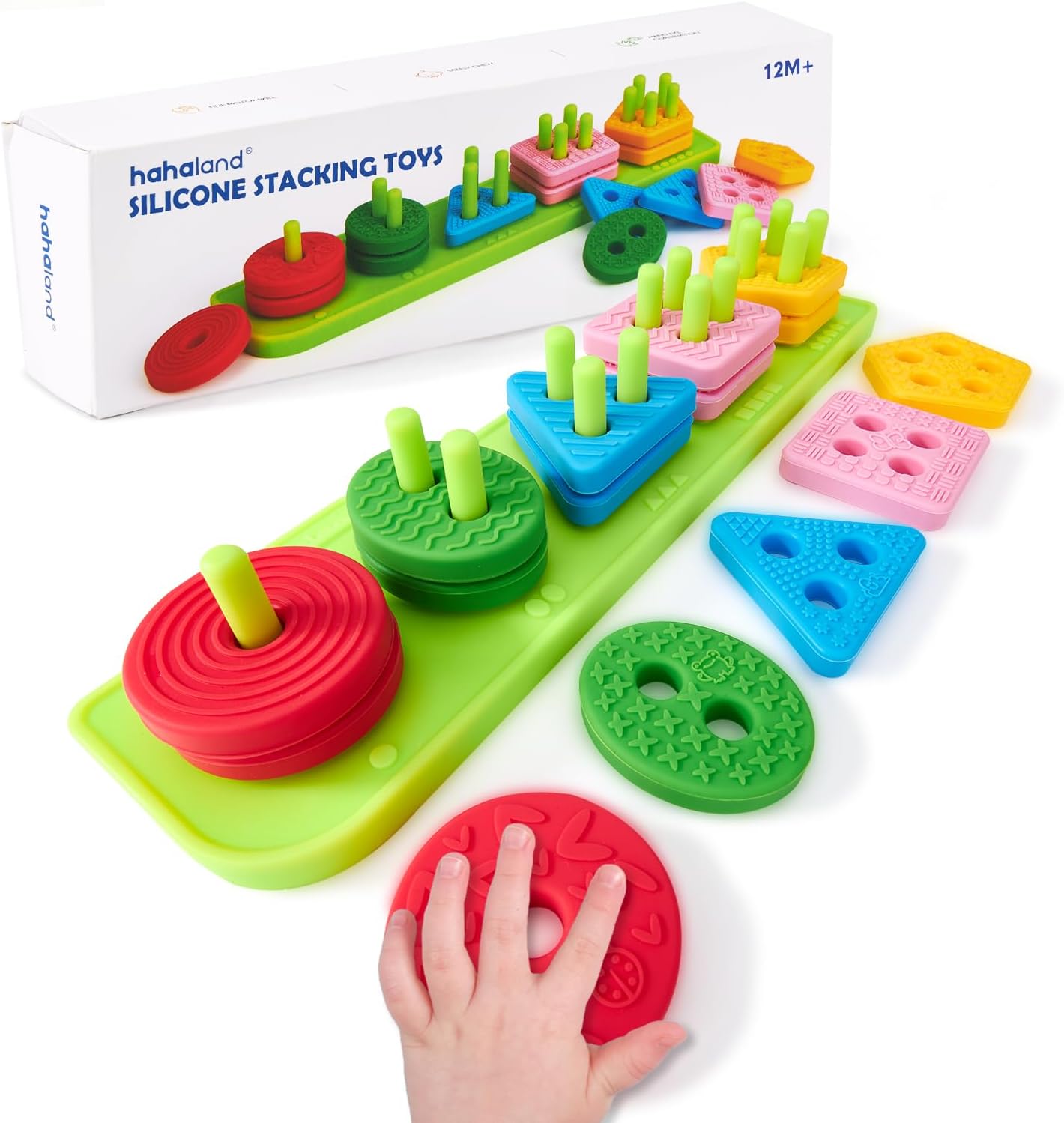 hahaland Baby Montessori Toy Silicone Stacking Cup 1 2 3 Years