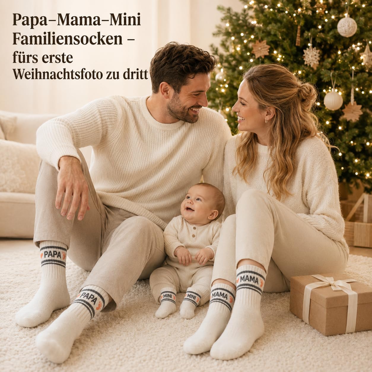 Family Socks Set Papa Mama Mini - Gift for Birth, Baby Shower & First Family Photo Shoot - Partner Look for New Parents – Bild 8