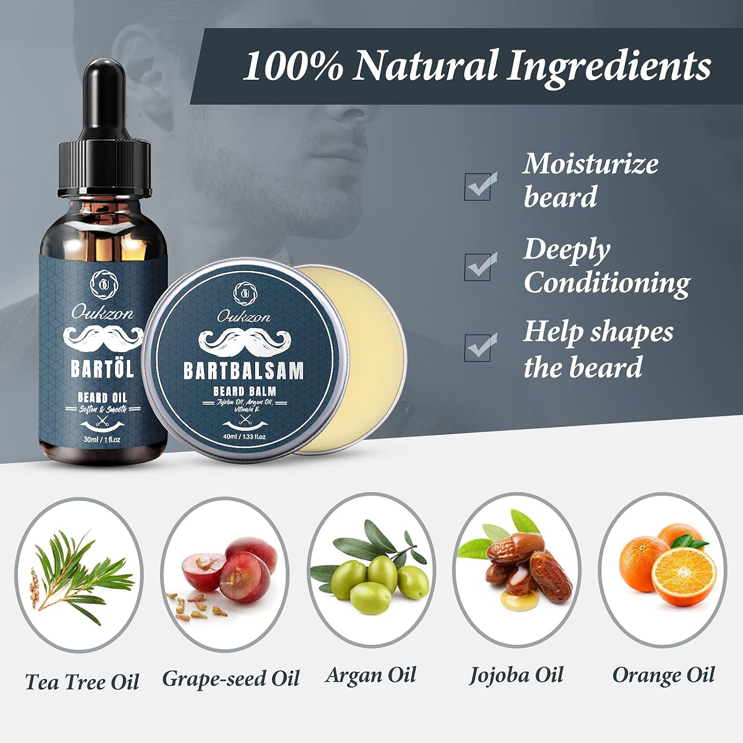 Oukzon Beard Care Set for Men, High-Quality Beard Gifts for Men – Bild 3