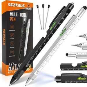 KEZKALS Gifts for Men, 2 Pack 9 in 1 Ballpoint Pen, Men’s Gifts