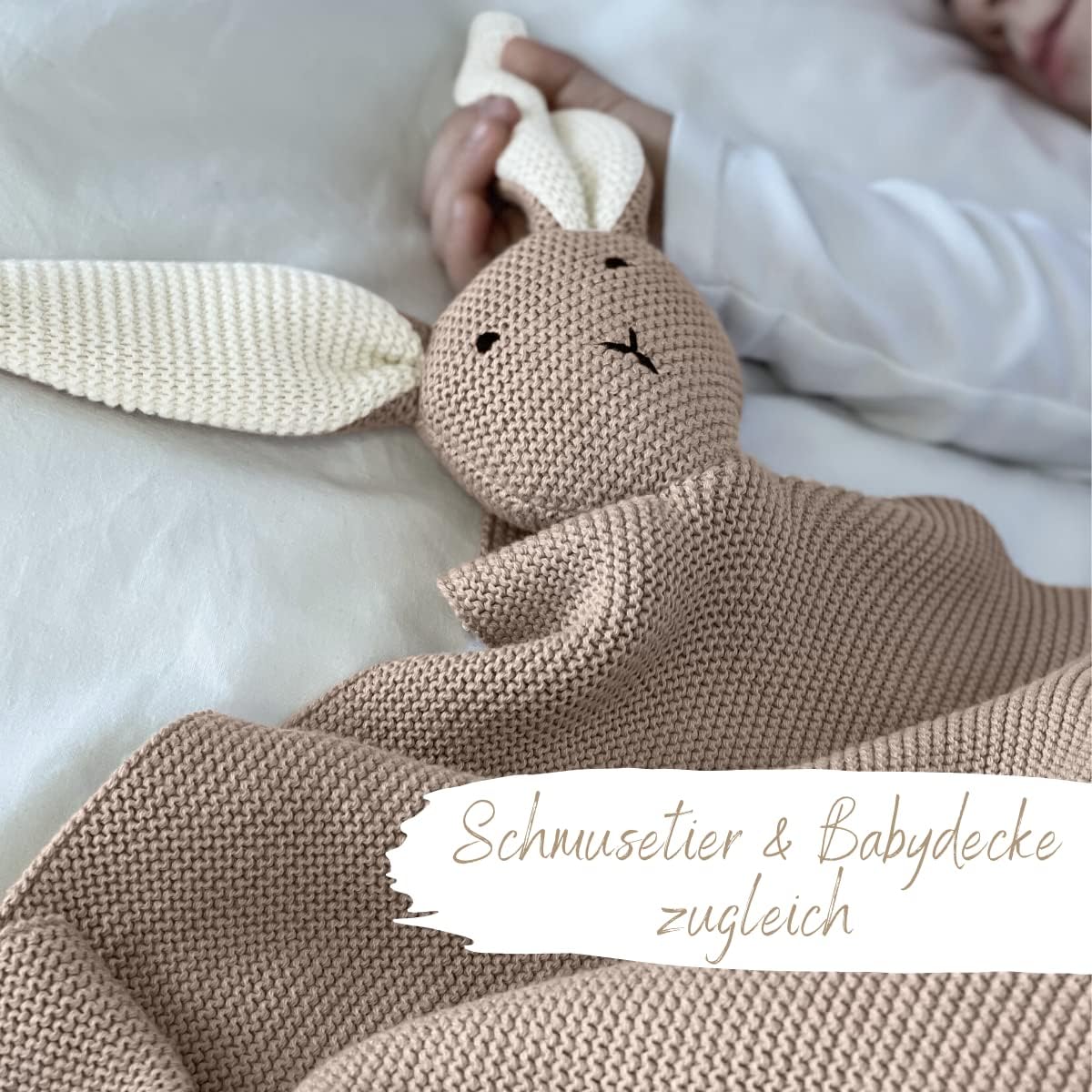 DIKOS® Original Baby Blanket Cuddly Rabbit Cappuccino 100% Organic Cotton Newborn Blanket Cuddly Blanket Knitted Blanket Girl/Boy Cuddly Blanket Baby First Essentials Gift at Birth – Bild 6