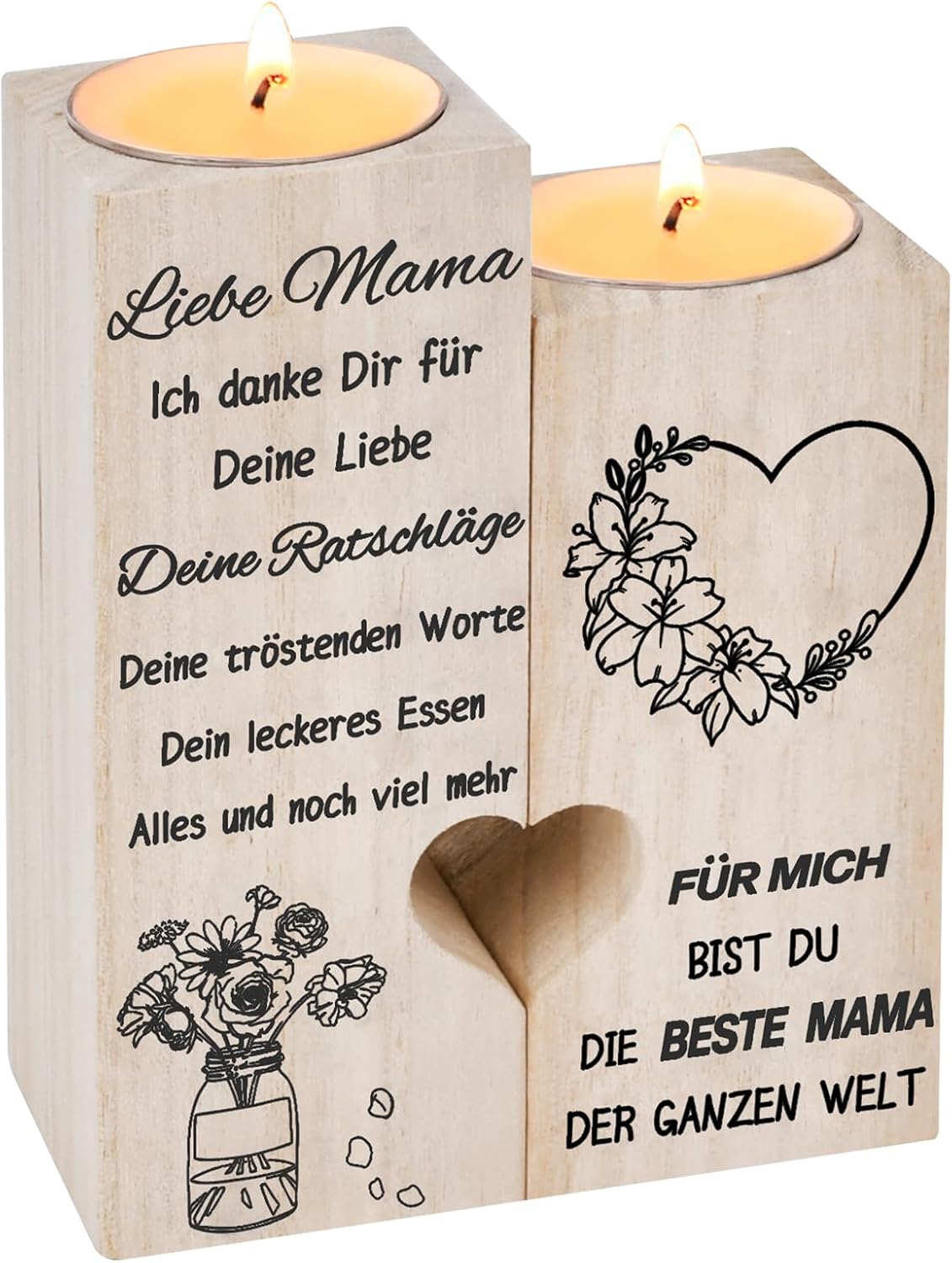 Mother's Day Gift, Wooden Candle Holder, Mother's Day Gifts for Mum, Grandma