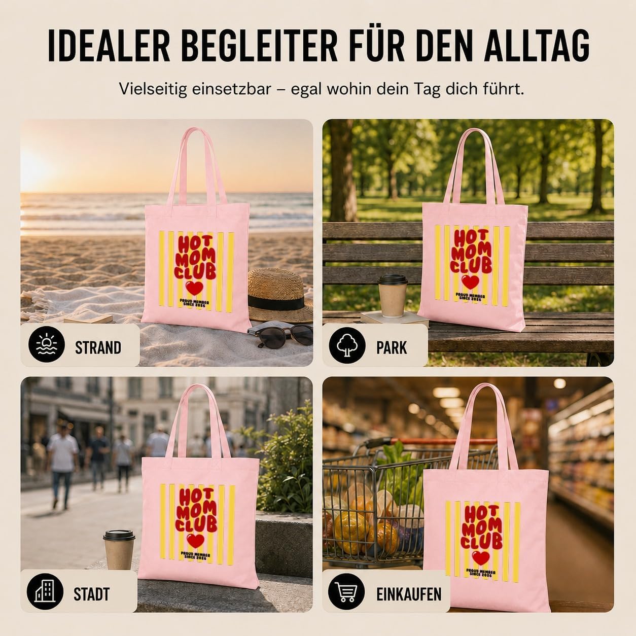LIEBTASTISCH® Cotton Bag Hot Mom Club Proud Member Since 2026 - Fabric Bag for Mum - Gift Mother's Day Birthday Christmas Best Friend – Bild 8