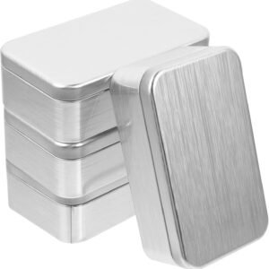 Cabilock Tinplate Tin with Lid, Set of 4, Empty Tin Box for Sweets, Small Gift Packaging for Wedding and Party Favours, Storage Box for USB Sticks, Key Ring