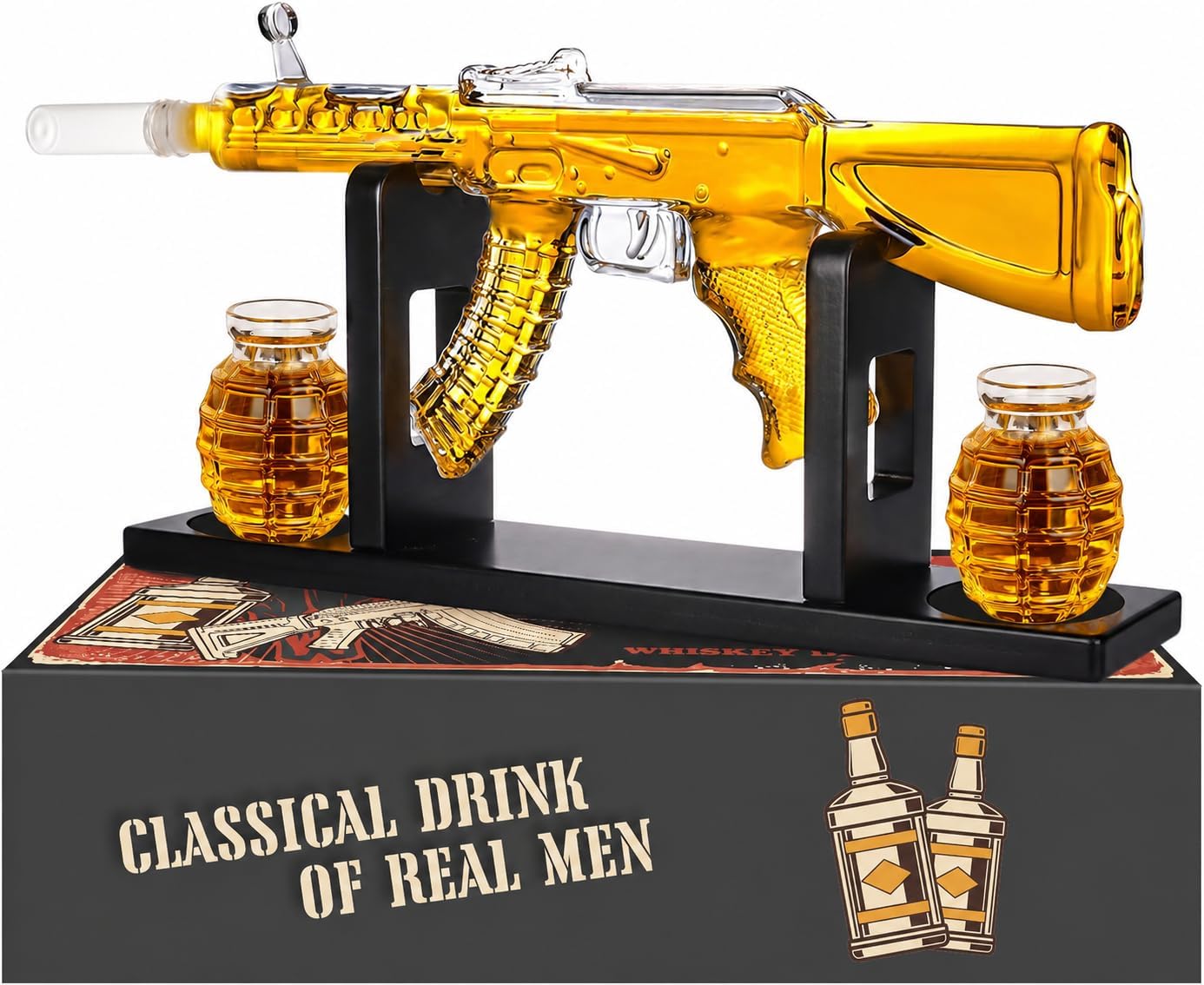 Oaksea Whisky Carafe, Whisky Decanter Gift Set with 2 Shot Glasses