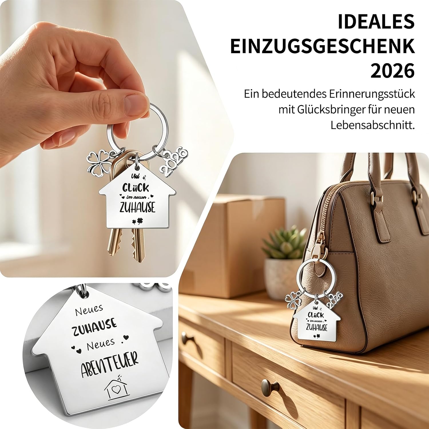 Housewarming Gift, 2026 Key Ring House, Housewarming Gifts Apartment with 1 Envelope and Blank Card, Housewarming Gift, New Home Gift, Housewarming New Home Closes – Bild 3