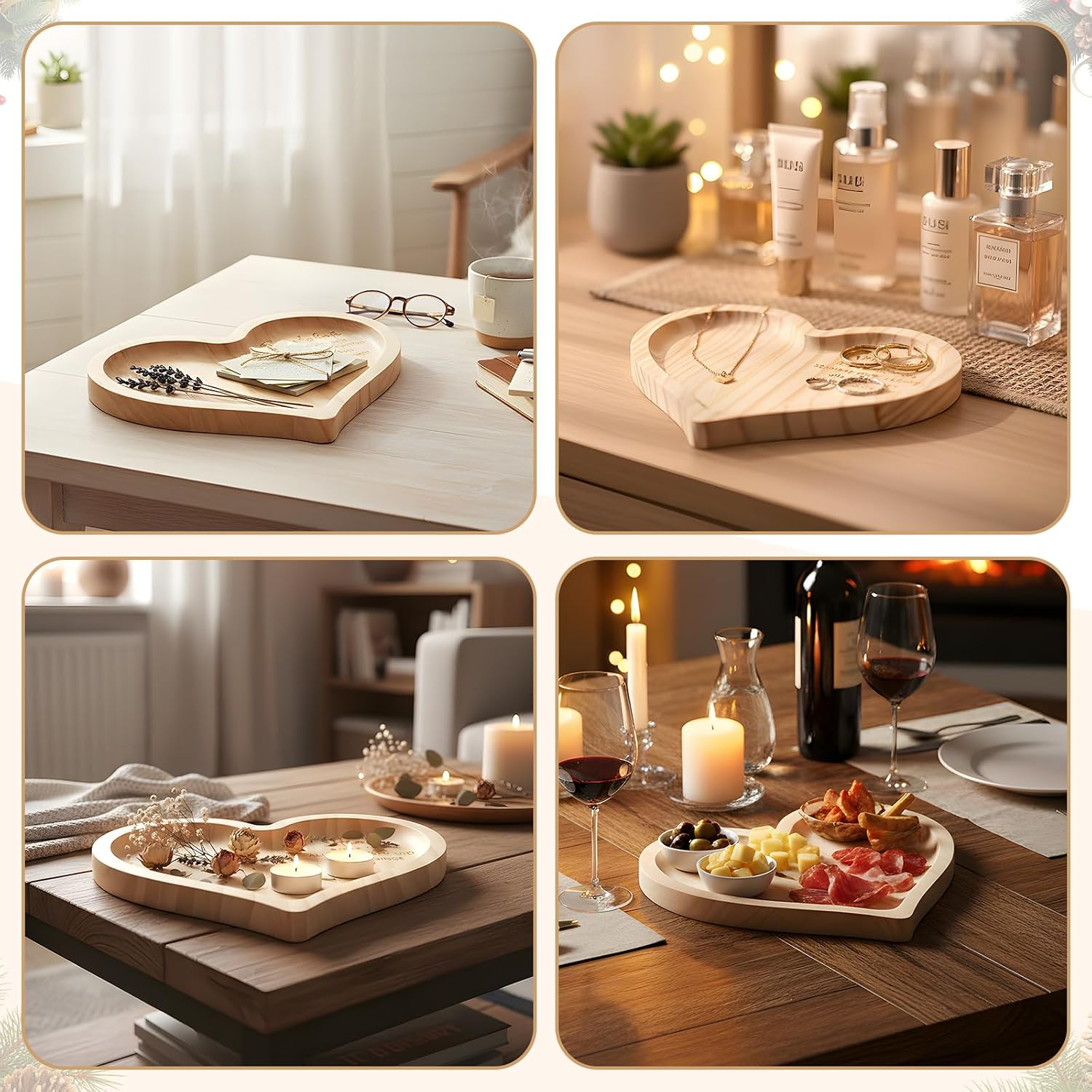 Geiserailie Gifts for Girlfriend, Heart Shaped Wooden Tray with Engraving – Bild 5