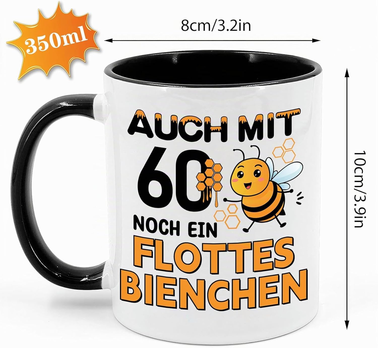 Gift 60th Birthday Women Mug with Saying Flottes Bienchen – Bild 2